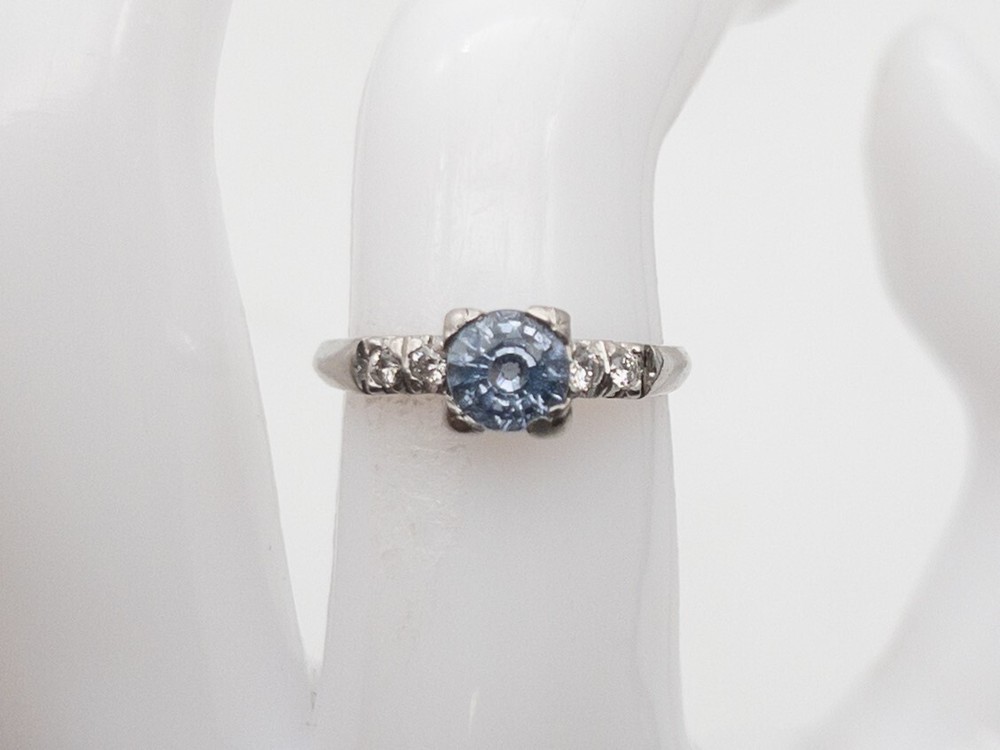 Antique 1920s $3000 1.50ct Ceylon BLUE Sapphire Diamond Platium Ring