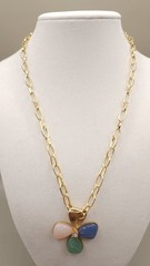 Vintage 1982 Avon Tourmaline Impressions Pendant Necklace Signed 17″ Multi-Stone
