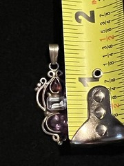Vintage 925 STERLING SILVER Genuine Multi Gemstone Statement PENDANT 1.5 Inches