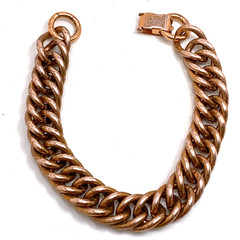 Vintage Chain Bracelet Solid Copper 7″ Heavy Curb Link 41.7gm Very Good Cond