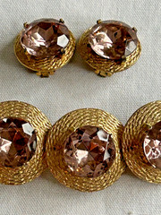 Vintage rhinestone bracelet purple/Lavender Matching Earrings unsigned