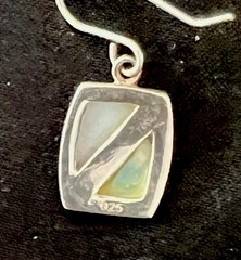 Vintage 925 Sterling Silver Abalone Mother of Pearl Geometric Dangle Earrings 3g