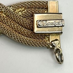 Vintage Francois Gold Tone Twisted Multi Strand Mesh Bracelet Signed Mid Century