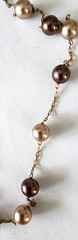 Vintage RMN goldtone chain with 2 tone brown faux pearls beads