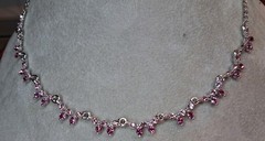 Cookie Lee Pink Crystal Tear Drops On Dainty Silver Necklace With Logo & Tags