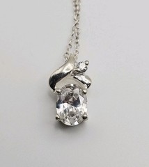 Sterling Silver 1.00ct CZ Pendant On 18″ Chain Necklace