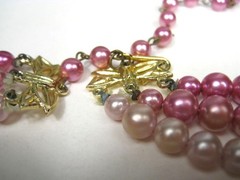 Vintage 1960s Japan Multi Strand Pink Ombre Beaded Necklace Vintage Choker 15 in