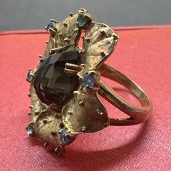 MICHAEL VALITUTTI Goldwash Sterling Silver Smoky Quartz Blue Topaz Ring Sz 8.75