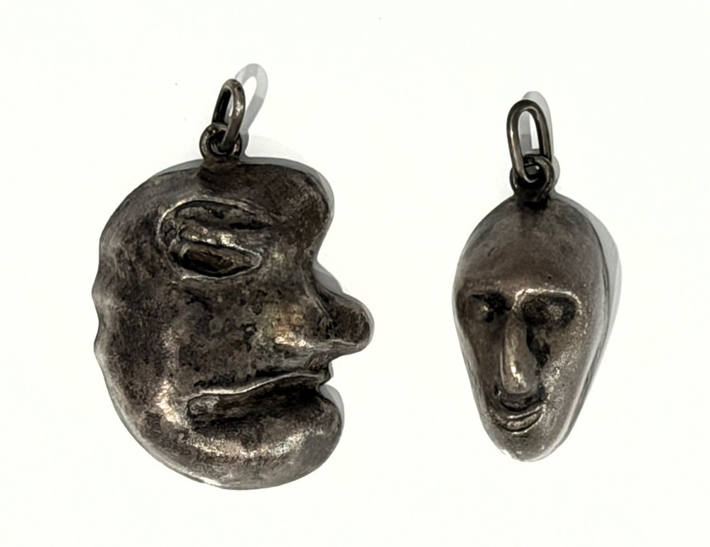 2 Antique 1920s Dutch Abstract Silver Pendant by: Erich Wichman (1890 – 1929)
