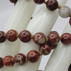 Jasper Stone Varied Brown Hues Hand Knotted Beaded Over the Head Necklace 30 In