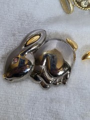 Lot Of 5 Brooches Frog Dolphin Angel Bow ( Bunny Marked Liz Claiborne)
