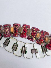 Mid-Century Enameled Copper Necklace | Studio Craft Movement | Red Confetti VTG