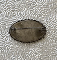 Vintage Floral micro mosaic / silver tone metal brooch