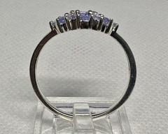 (10) 9x 6x4mm 2 Ct Faceted Tanzanite Cluster 925 Silver Ring size 9.75 Cocktail