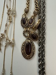 Vintage Costume Jewelry Lot 12 Pairs Earrings & 17 Necklaces Gold & Silver Tone