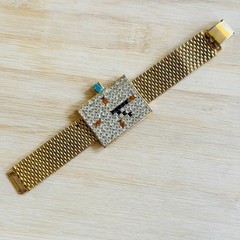 VTG Sonia Demaria Italy Bracelet Wristwatch Chunky rhinestone LDeMaria Couture
