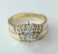 Vintage 14k Yellow Gold 23 Stone Diamond .62ctw Wedding Set Lady’s Ring Size 5