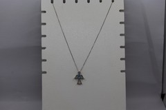 Blue and White Topaz Angel Pendant Necklace Sterling Silver