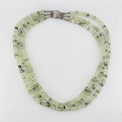 Sterling silver triple strand Prehnite bead necklace – GM530