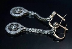 Vintage Art Deco Round Lab Created Diamond 925 Silver Engagement Drop Earrings