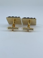Swank Cufflinks Mother of Pearl square ribbed design bullet backs 1″