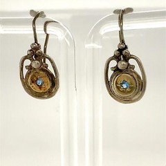 Vintage Sterling Signed 925 Filigree Ornate Topaz Gemstone Lever back Earrings