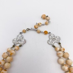 Vintage Necklace Speckled Lucite Orange Yellow And Cream Colors Double Strand
