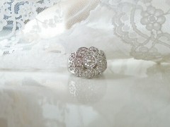 Vintage Sterling Silver 925 Gemstone Polka Dot Bubble Modern Ring Size 9