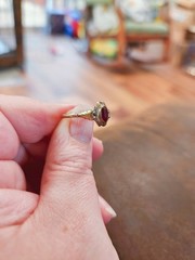 Antique Victorian Delicate 10K Yellow Gold Ring Faux Red Stone Sz 6.75 .76g