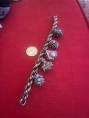 Vintage Etruscan 800 Silver Charm Bracelet With Fob Charms