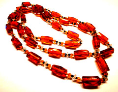 VINTAGE CZECH GLASS HUGE BEAD 56 IN LONG NECKLACE