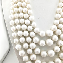 Vintage 5-Strand Faux Pearl Necklace Multi-Layer Baroque Statement Choker MCM