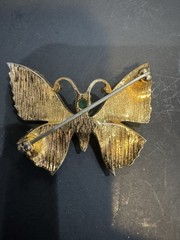 Vtg Beautiful Cabachon Rhinestone Butterfly Brooch M11