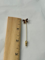 Vintage 14k Yellow Gold 4 Garnet Gems Butterfly Stick Pin Lapel Brooch