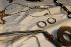 Stone leather shell vintage jewelry lot some designers too one leather sterling