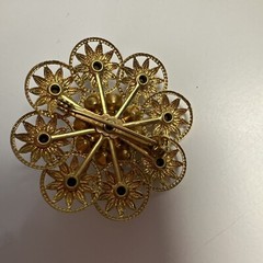 Vintage Gold Tone Round Floral Design Aurora Borealis Fashion Brooch 1.66 Inch