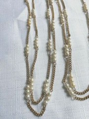 Vintage Chain & Faux Pearls Necklace 30 Inches. As Pictured -VM233