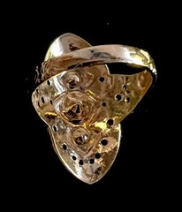 Beautiful 14K Gold Plated & Filigree W/Three Rhinestones (Many Sizes Available)