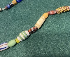 Vintage Artisan Furnace Glass Bead Cane 34″ Necklace 100 Beads Mostly Different