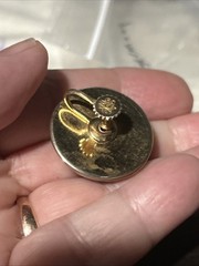 Vintage Germany Gold Foil Domed Round Screw Back Earrings Open Lattice Work