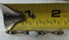 Vintage Metal Bar Pin with Milk Glass Center 2 inches Long