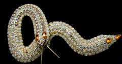 KENNETH J LANE KJL OPAQUE TOPAZ CRYSTAL Serpent Snake BROOCH BOOK PIECE 5″ Rare