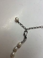 Vintage Stone, Pearl & Glass Floral Beaded Necklace Wire Hand Strung Chunky 19”