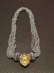 Necklace Choker 8 Strand Bead Link Ball Chain with mid pendant