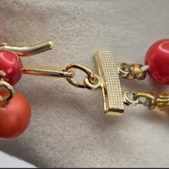 Red and Orange Vintage Mid-Century Japan Glass Bead Choker Necklace