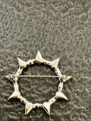 Vintage B David Circle Brooch Pin Multi-Color Crystal Faux Pearl Midcentury