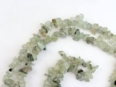 Prehnite Beaded Chip Long Stranded Vintage Green Necklace – 36″