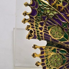Enamel Fairy Brooch Pin Purple Green Gold Tone Fantasy Winged Figural Costume