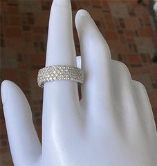 JSWJ Sterling Silver 5-Row Micro Pave Cubic Zirconia Wide Band Eternity Ring S.8
