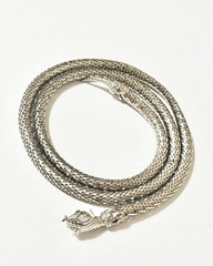 Vintage Silver Gunmetal Mesh Snake Belt Necklace Lariat Choker Crystal Eyes 40”